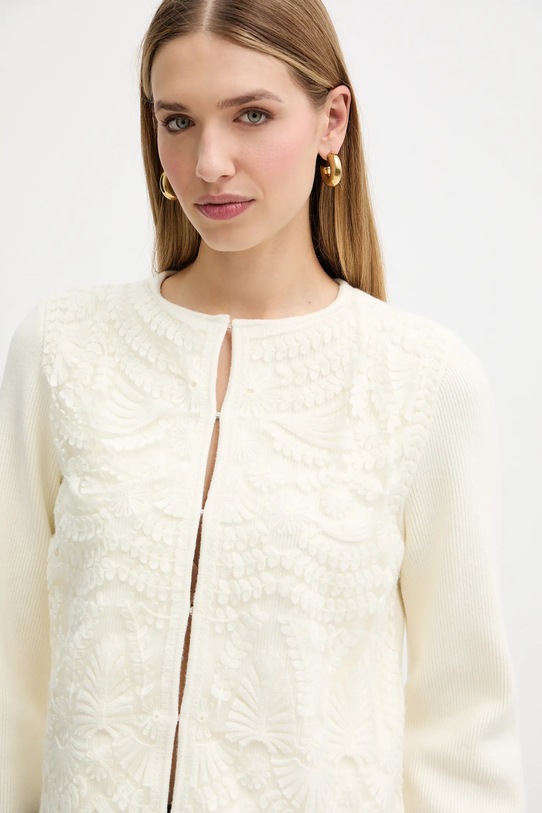 Twinset kardigan z dodatkiem wełny beżowy 252TT3453