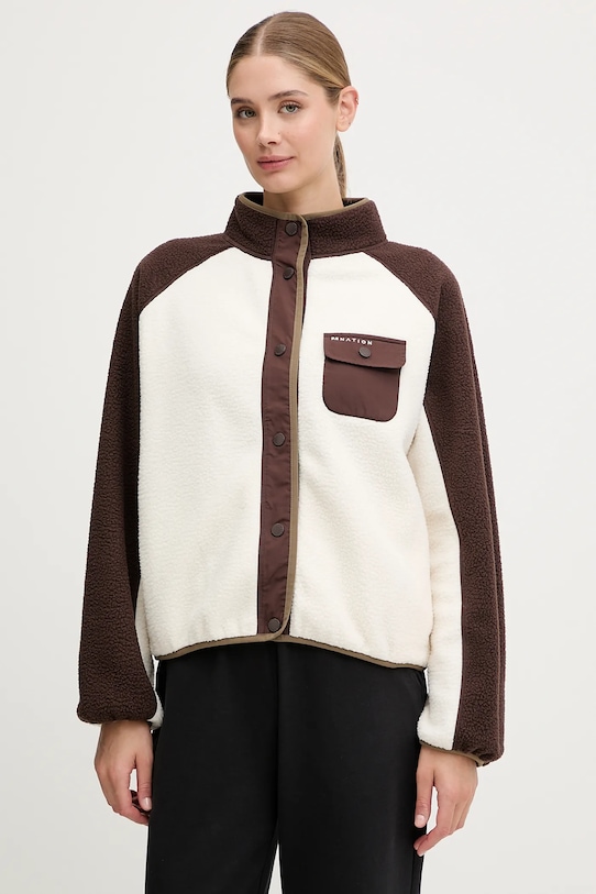 P.E Nation bluza polarowa Takeover bez kaptura beżowy 253J142