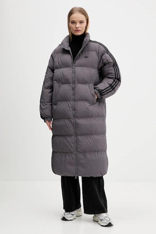 adidas Originals kurtka Long Puffer bez kaptura fioletowy JX2952