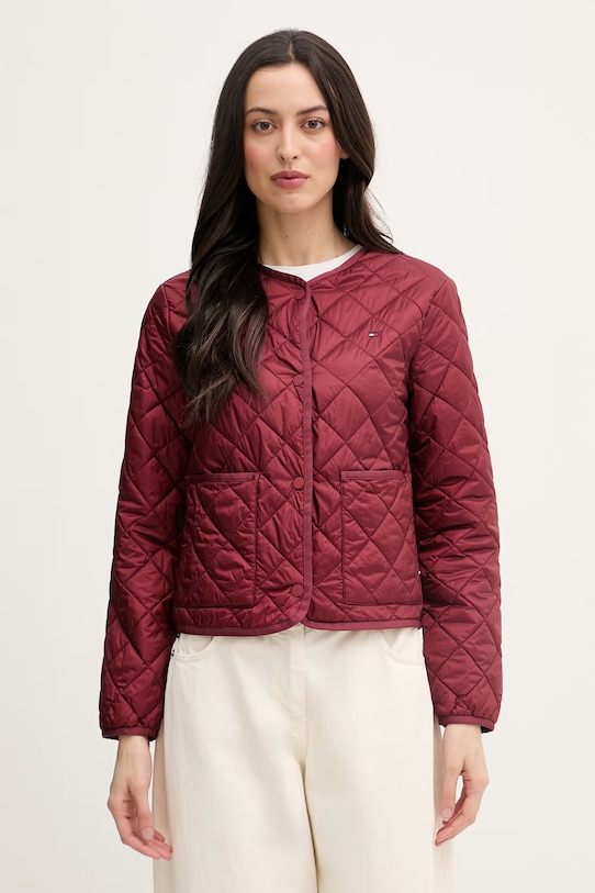 Tommy Hilfiger prechodná bunda dámska burgundské WW0WW47290