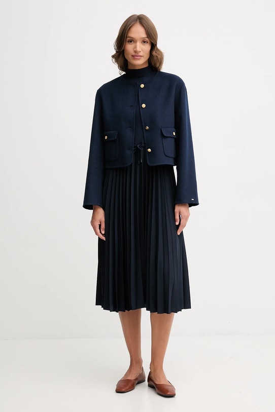 Kabát s vlnou Tommy Hilfiger WW0WW47446 námořnická modř AW25