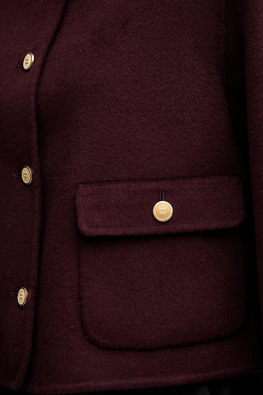 Tommy Hilfiger palton de lână WW0WW47446 burgundia