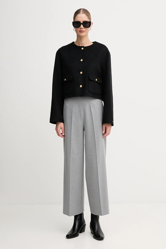 Kabát s vlnou Tommy Hilfiger WW0WW47446 černá AW25