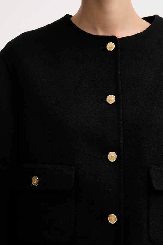 Kabát s vlnou Tommy Hilfiger WW0WW47446 černá