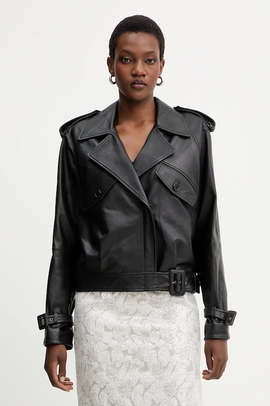 Kožený křivák Luisa Spagnoli nezateplené černá 542262