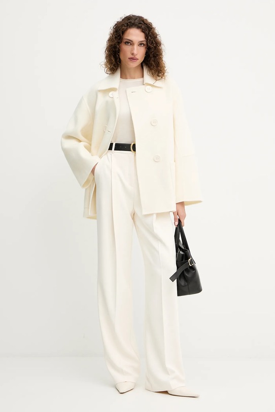 Luisa Spagnoli płaszcz wełniany 542241 beżowy AW25