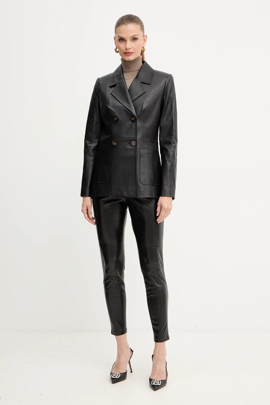 Luisa Spagnoli marynarka skórzana 542242 czarny AW25