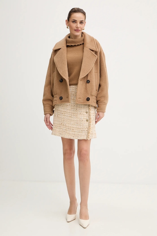 Vlněný kabát Luisa Spagnoli 542665 béžová AW25