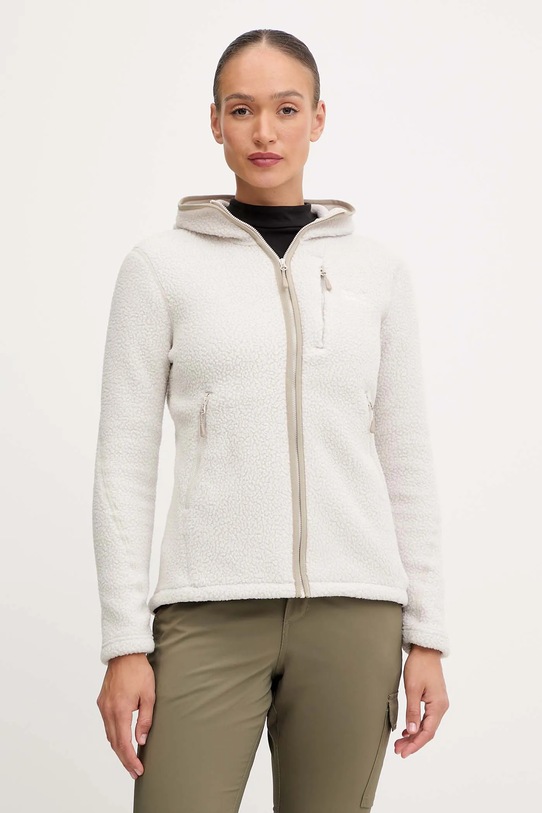 Jack Wolfskin bluza polarowa CRADLE MOUNTAIN PILE z kapturem beżowy A65442