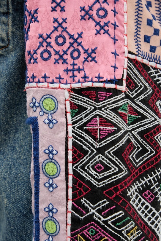 Desigual kurtka jeansowa ETNIC 25WWED14 granatowy