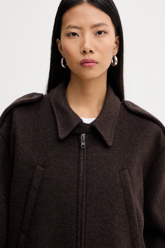 MM6 Maison Margiela kurtka wełniana brązowy S62AN0169.M35635.002F