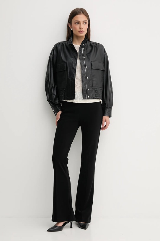 Pedro del Hierro geacă de piele 5492124 negru AW25
