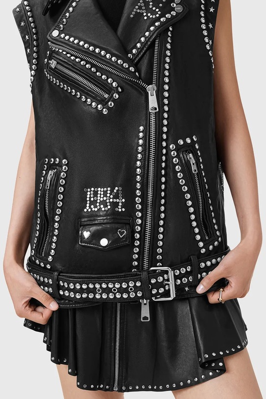 Odzież AllSaints bezrękawnik skórzany BILLIE W051LC czarny