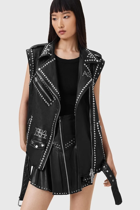 AllSaints bezrękawnik skórzany BILLIE W051LC