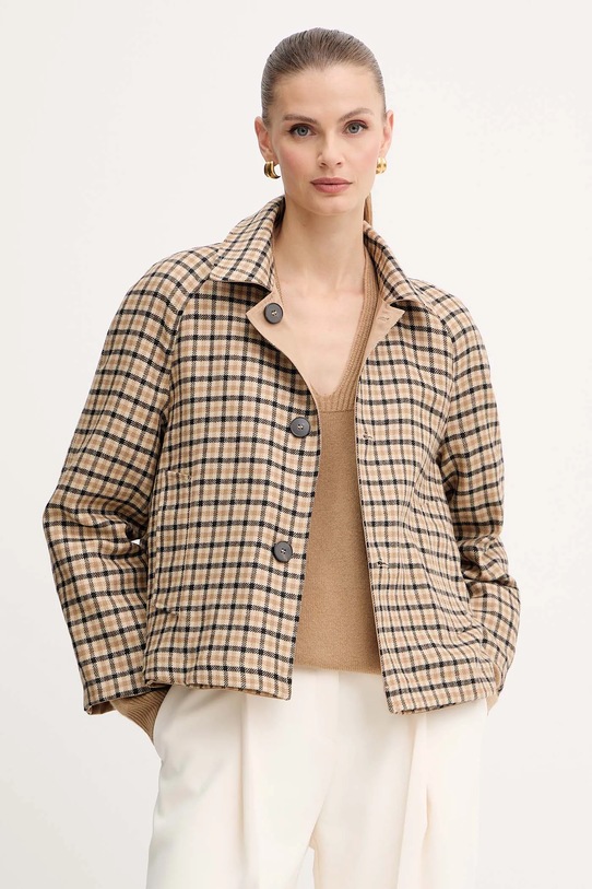 Marella płaszcz dwustronny z dodatkiem wełny bez kaptura beżowy 2523026021200