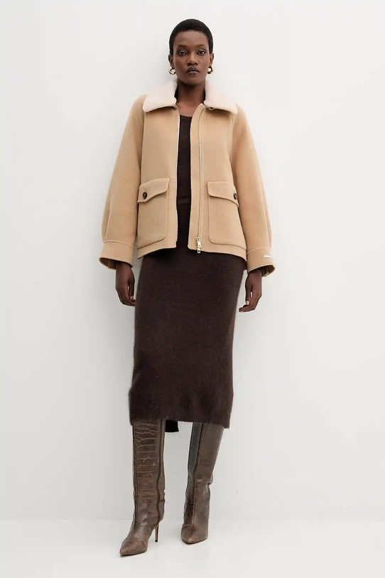 Шерстяная куртка Marella 2523086011200 бежевый AW25