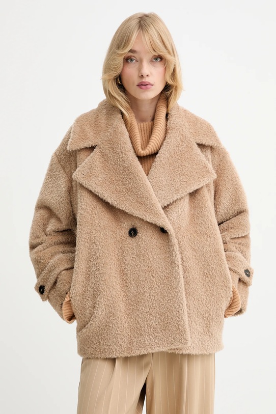 Μάλλινο παλτό Marella μαλλί μπεζ 2523086091200