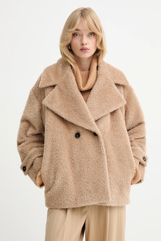 Μάλλινο παλτό Marella μαλλί μπεζ 2523086091200