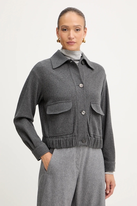 Marella kurtka z dodatkiem wełny Emme by Marella bez kaptura szary 2525906081200