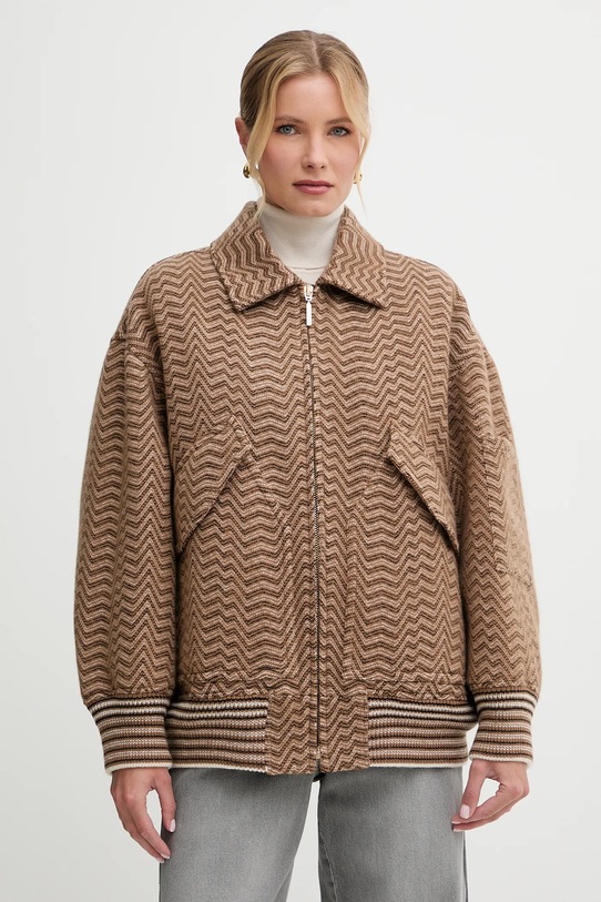 Missoni kurtka z dodatkiem wełny bez kaptura brązowy DS25WC1F.BC005R