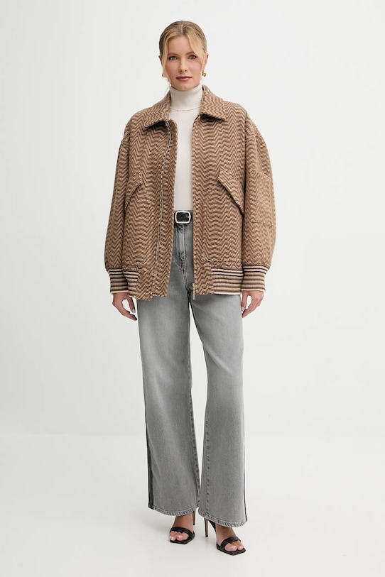 Missoni kurtka z dodatkiem wełny DS25WC1F.BC005R brązowy AW25