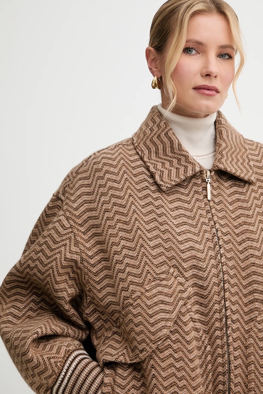 Missoni kurtka z dodatkiem wełny brązowy DS25WC1F.BC005R