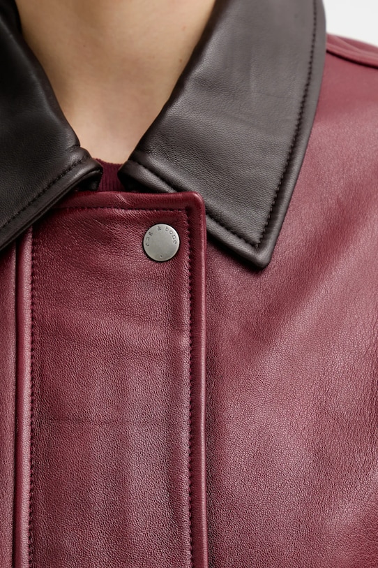 Rag & Bone geacă de piele burgundia RA5A25F0MCR