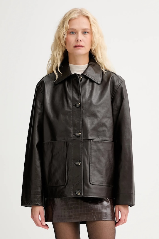 Rag & Bone geacă de piele cu captuseala maro RA8A25F0MLA