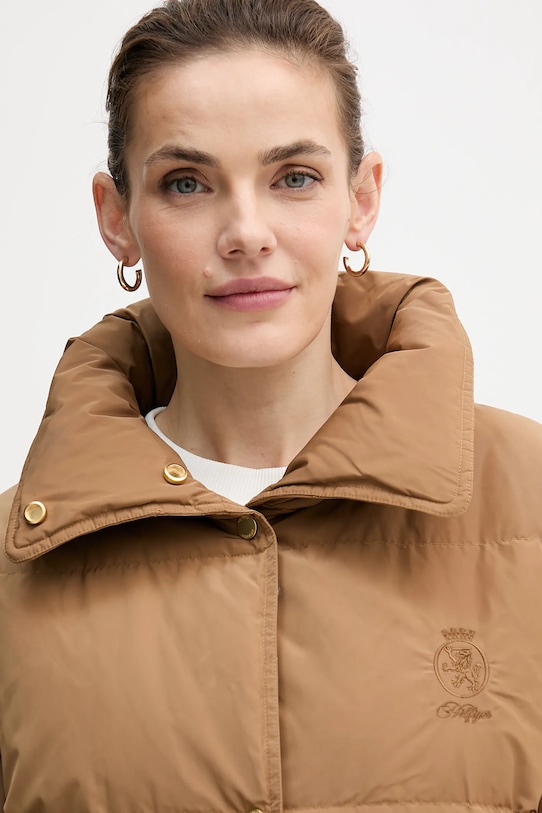 Péřová bunda Tommy Hilfiger hnědá WW0WW47279