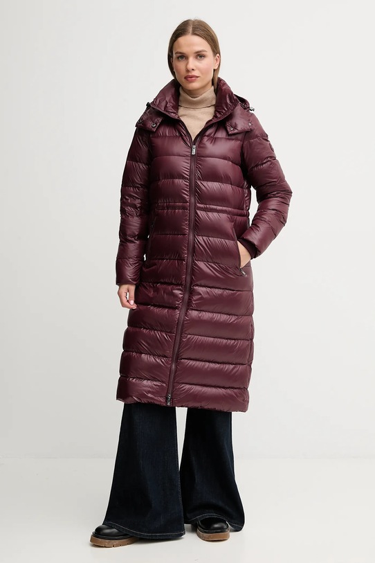 Péřová bunda Tommy Hilfiger s podšívkou burgundské WW0WW47356