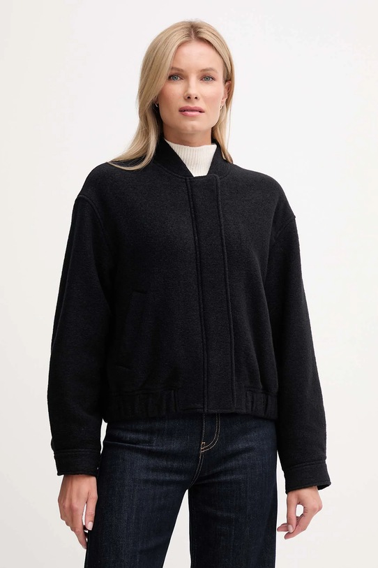 Tommy Hilfiger jachetă din amestec de lână cu captuseala negru WW0WW45724