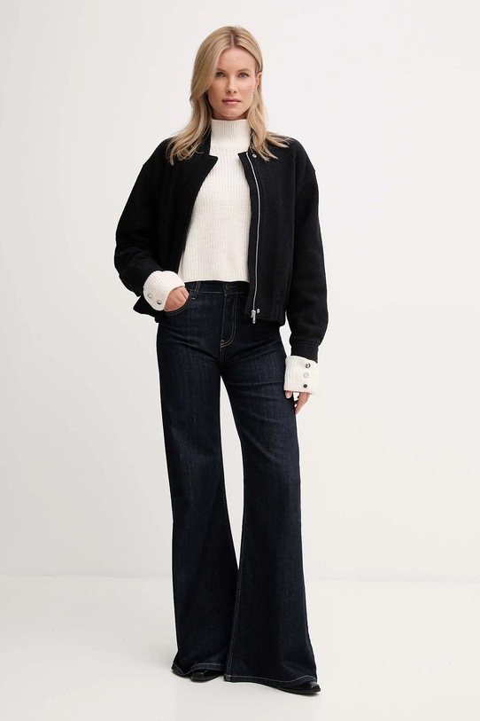 Tommy Hilfiger jachetă din amestec de lână WW0WW45724 negru AW25