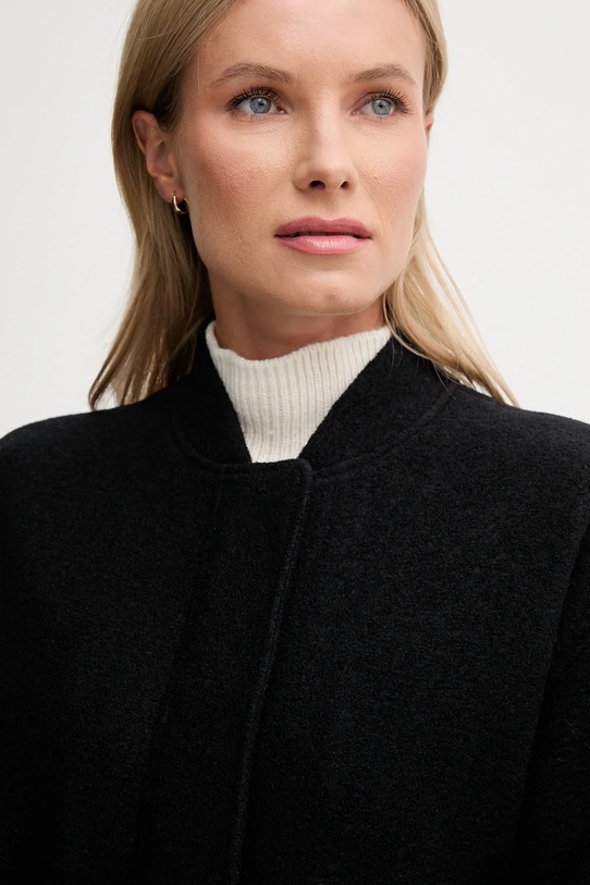 Tommy Hilfiger jachetă din amestec de lână negru WW0WW45724
