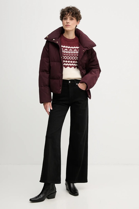 Μπουφάν με επένδυση από πούπουλα Tommy Hilfiger WW0WW47294 μπορντό AW25