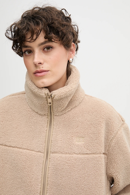 Fleecová mikina Tommy Hilfiger béžová WW0WW48260