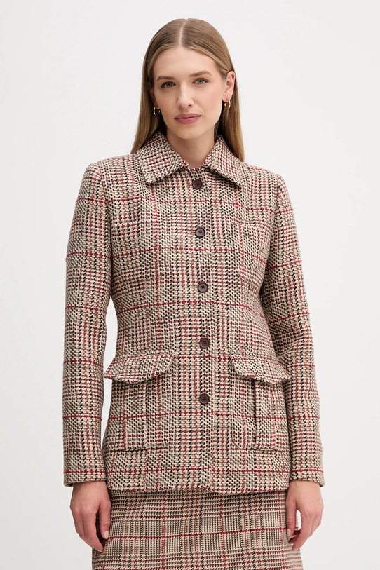 Tommy Hilfiger płaszcz z domieszką wełny bez kaptura brązowy WW0WW46656