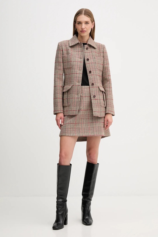 Kabát s prímesou vlny Tommy Hilfiger WW0WW46656 hnedá AW25