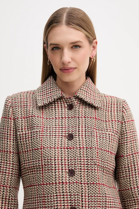Tommy Hilfiger płaszcz z domieszką wełny brązowy WW0WW46656