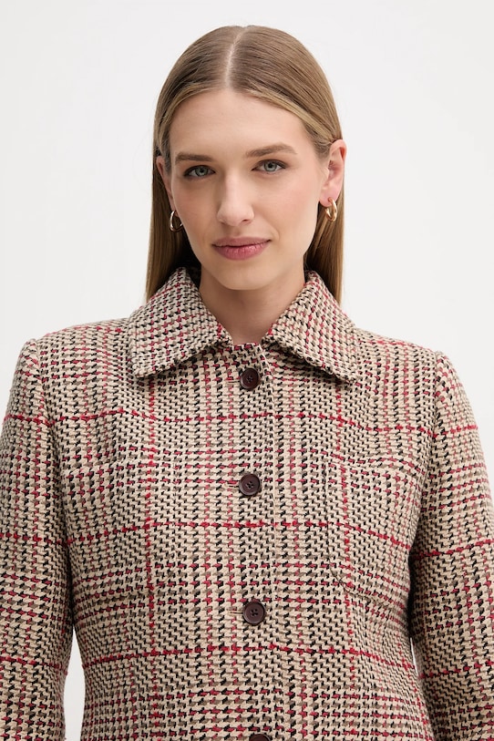 Kabát s prímesou vlny Tommy Hilfiger hnedá WW0WW46656