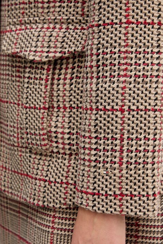 Kabát s prímesou vlny Tommy Hilfiger WW0WW46656 hnedá