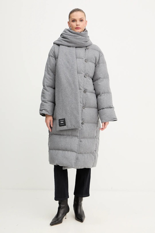 BOSS jachetă reversibilă cu amestec de lână cu captuseala gri 50546820