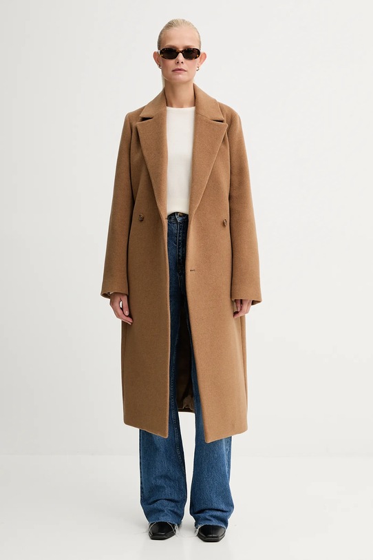 Filippa K płaszcz z dodatkiem wełny 30862.FK brązowy AW25