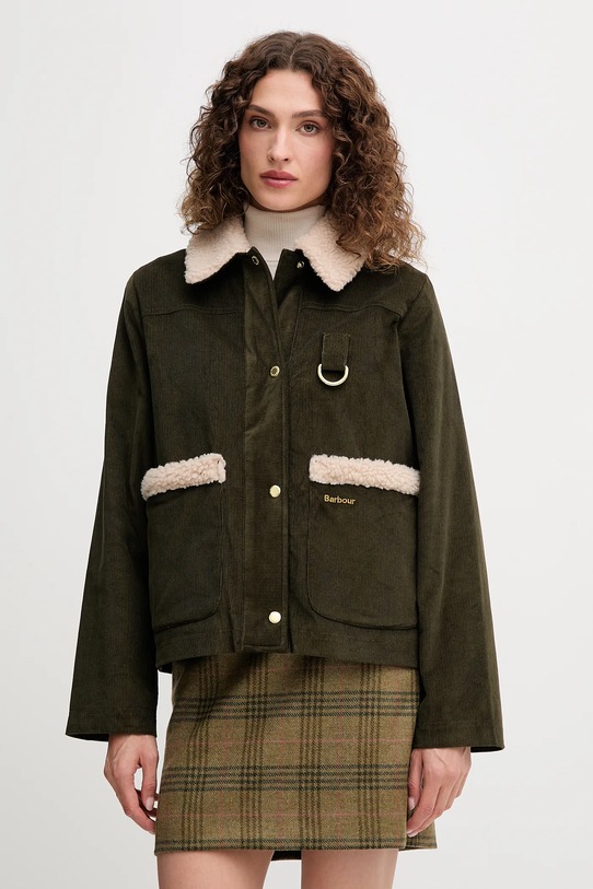 Barbour kurtka sztruksowa TABITHA bez kaptura zielony LCA0366
