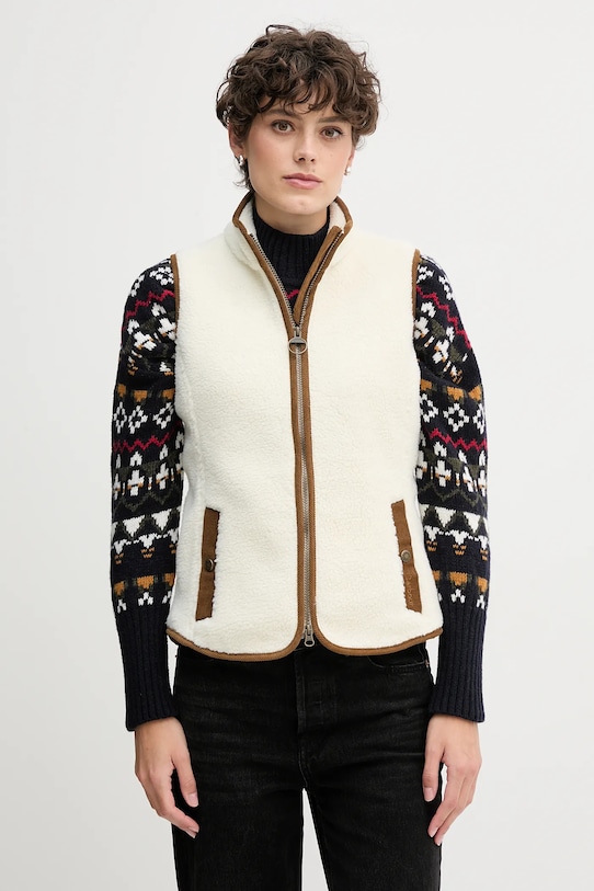 Barbour kamizelka polarowa BURFORD aplikacja beżowy LFL0055