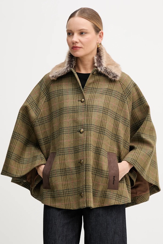 Barbour poncho wełniane LILY bez kaptura zielony LWO0253