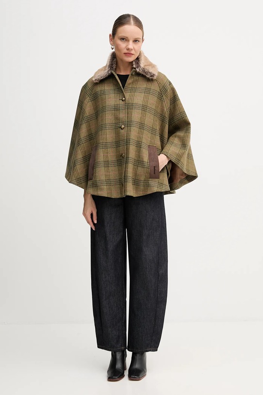Barbour poncho wełniane LILY LWO0253 zielony AW25
