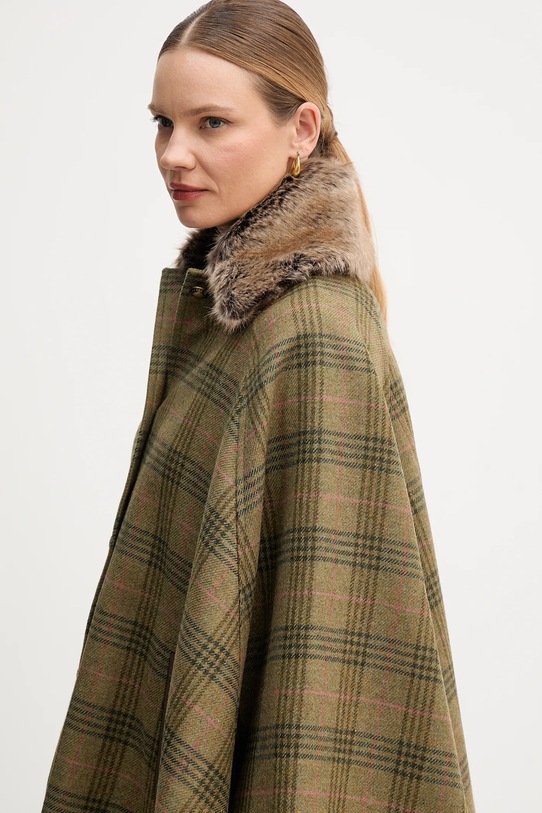 Barbour poncho wełniane LILY zielony LWO0253