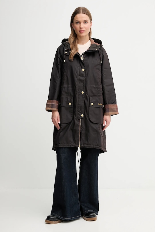 Barbour parka cerată MARCY cu captuseala maro LWX1456