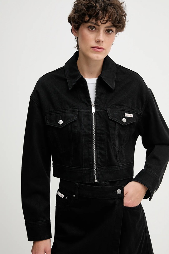 Calvin Klein Jeans kurtka jeansowa czarny LV047D779G