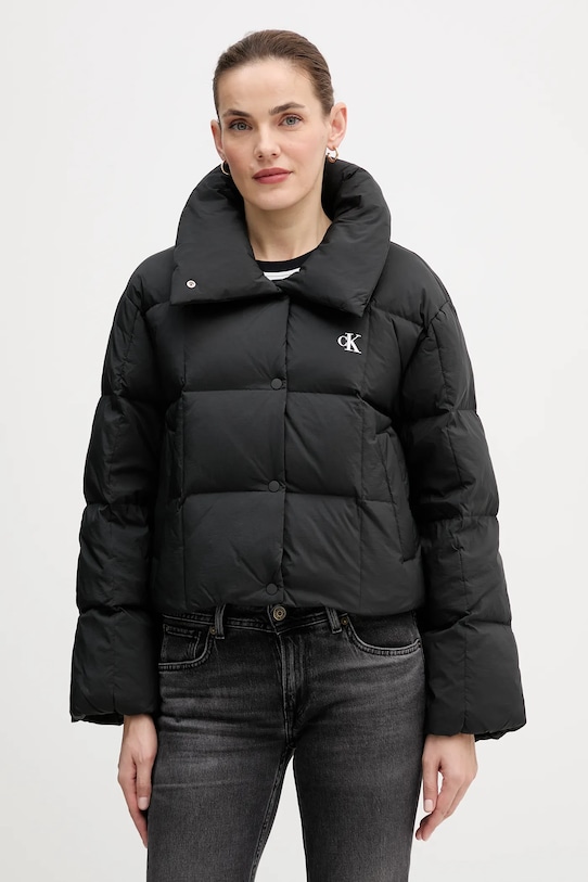 Páperová bunda Calvin Klein Jeans zateplené čierna LV044D521G